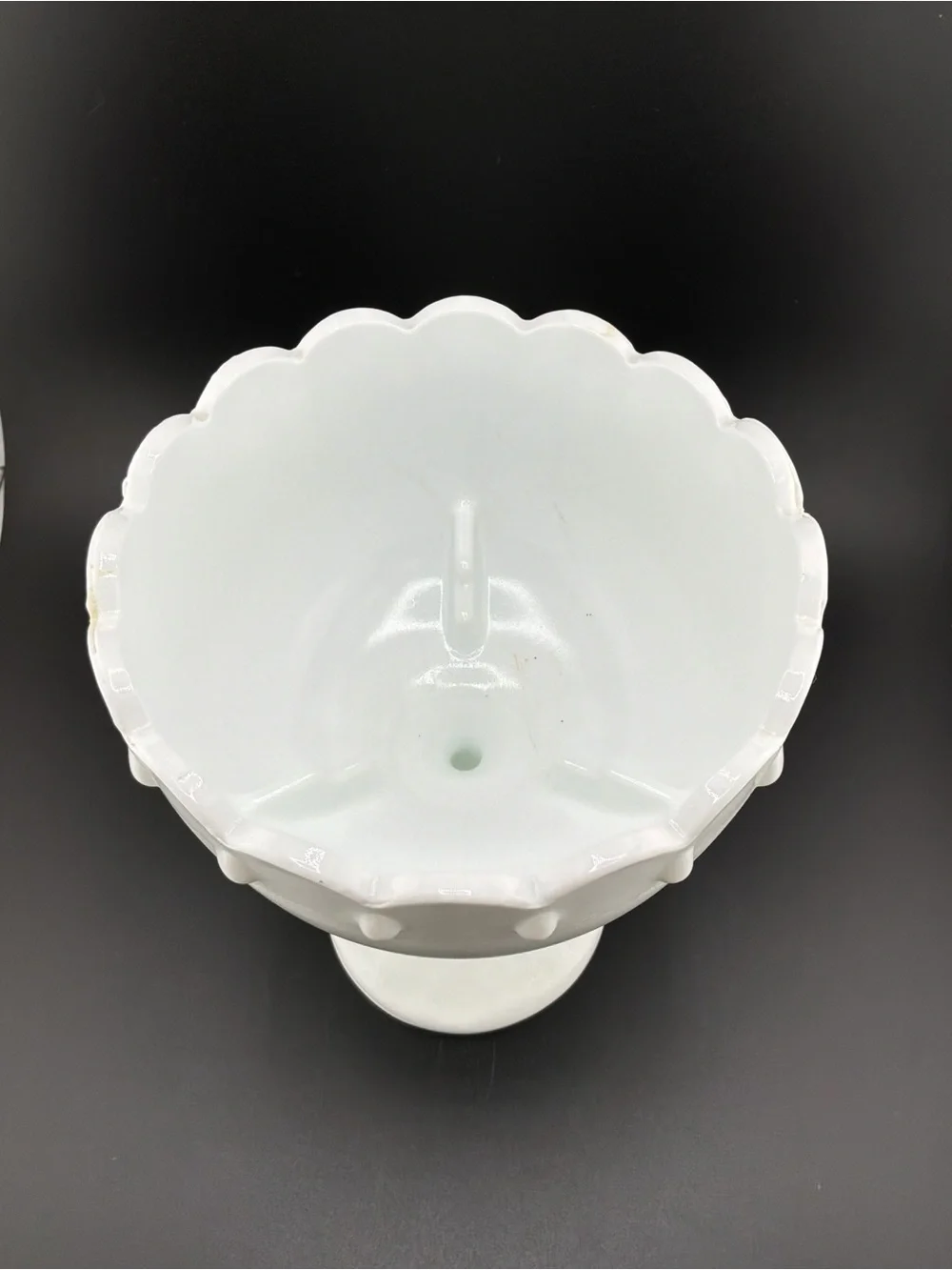 pair of vintage Indiana Glass white milk glass pedestal compote bowls